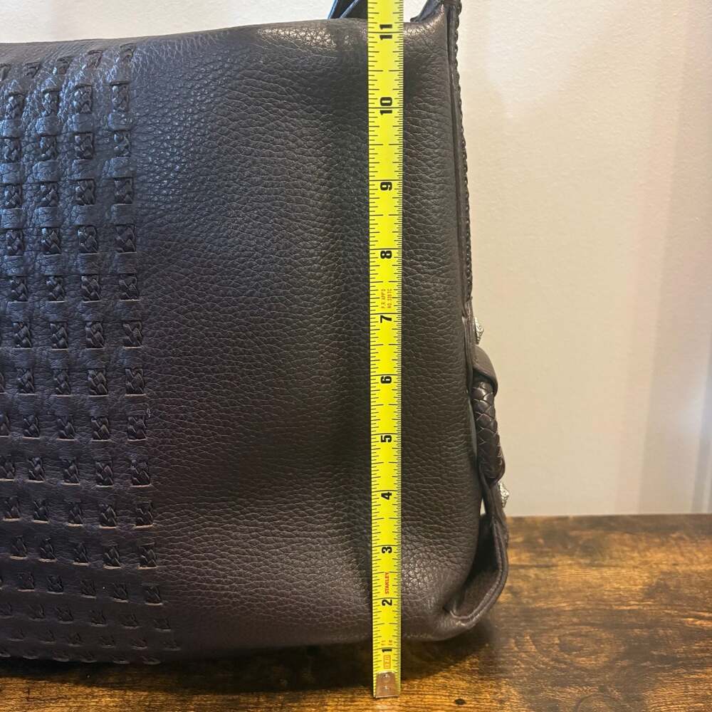 Brighton Brown Leather Shoulder Tote Bag Woven Braided Front - Picture 12 of 15